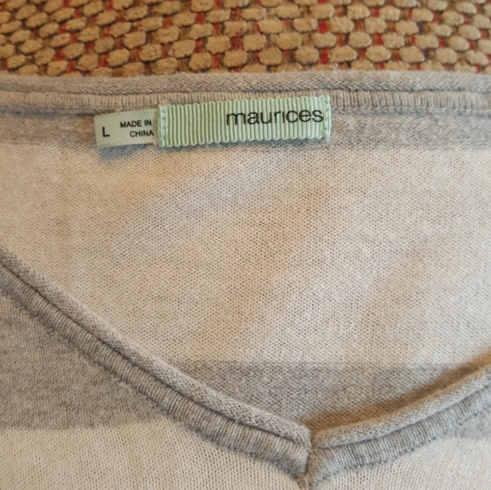 MAURICES Gray Stripe Over the shoulder Blouse - Picture 3 of 7